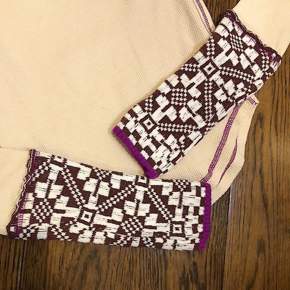 FREE PEOPLE In The Mix Oat Raspberry Reversible Thermal Sweater Knit Cuff XS NWT - Picture 3 of 13